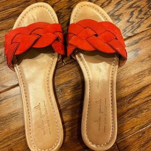 Dark coral leather sandal